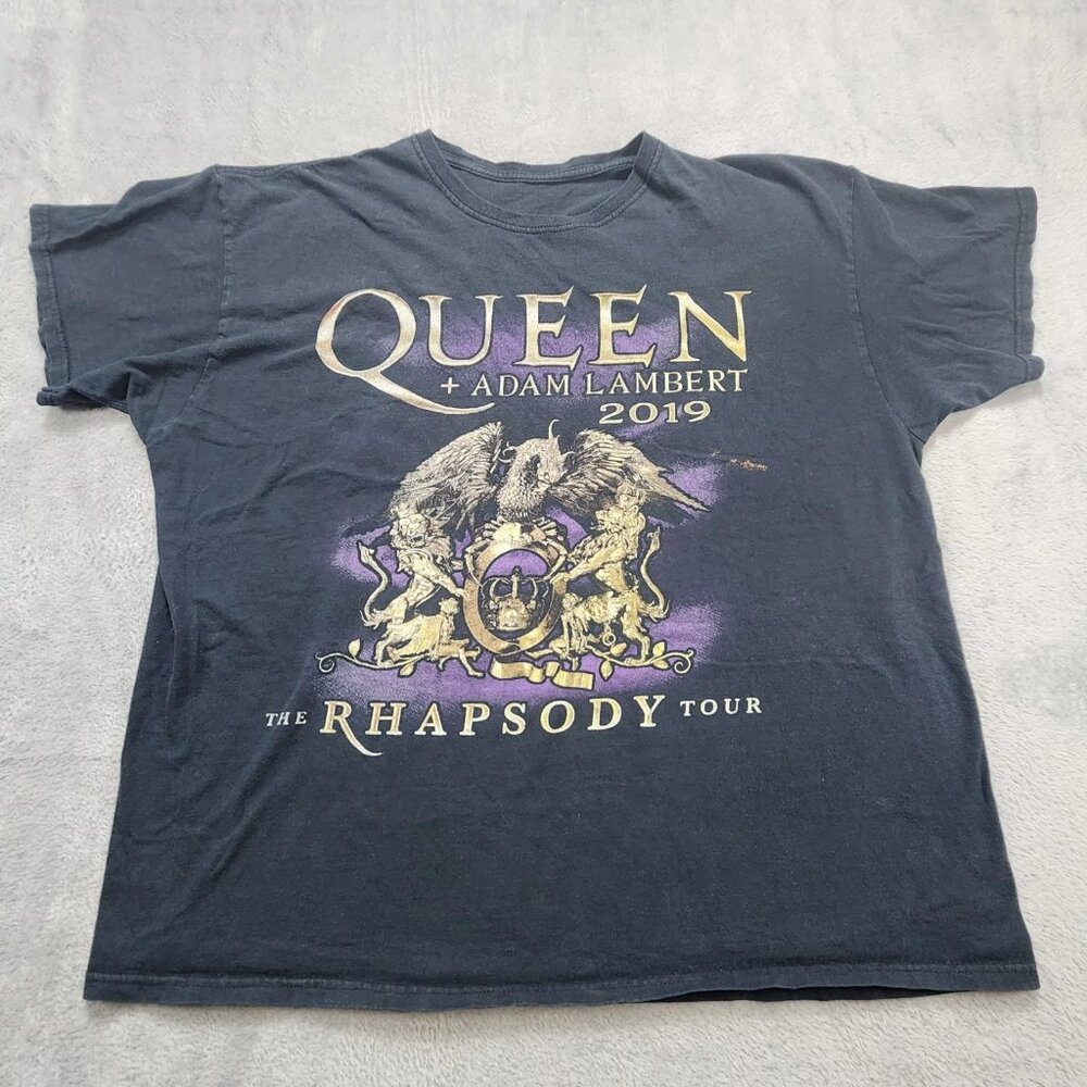 Queen + Adam Lambert 2019 Rhapsody Tour Double Sided T-Shirt Mens L